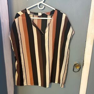 SHEIN Multicolor Striped V-Neck Blouse